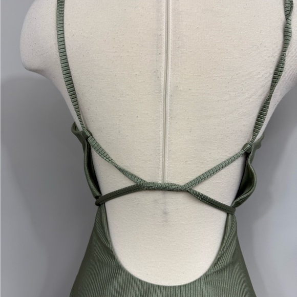 Aerie Olive Ribbed One Piece Swimsuit - Picture 9 of 13